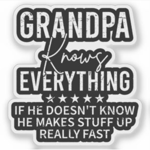 Sticker Cadeau Vintage Drôle de Grand-Père Sait Tout