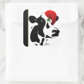 Sticker Cadeaubijslab Stier Kerstman (Tas)