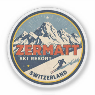 Sticker Cadeaux de nature de ski ZERMATT vintage Suisse