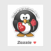 Sticker Cadeaux de pingouin pour la Saint-Valentin (Feuille)