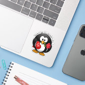 Sticker Cadeaux de pingouin pour la Saint-Valentin (Ordinateur portable avec iPhone)