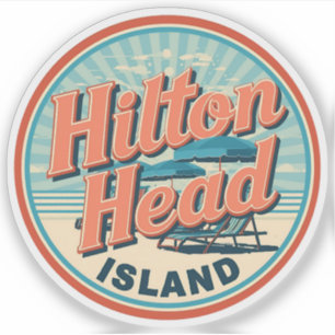 Sticker Cadeaux de voyage vintage phare de l'île de Hilton