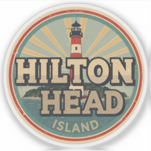Sticker Cadeaux de voyage vintage phare de l'île de Hilton