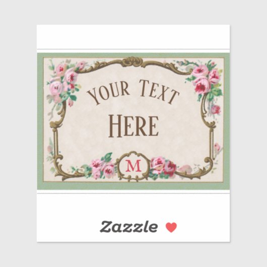 Sticker Cadre blanc de parfum Rose d'antiquité (Feuille)