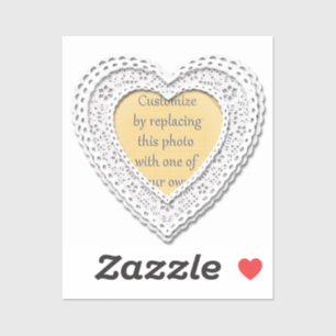 Sticker Cadre cardiaque blanc lacé Saint-Valentin