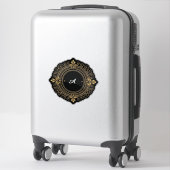 Sticker Cadre Orné Circulaire Noir et Or (Sur valise)