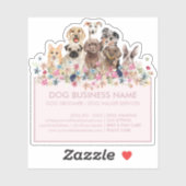 Sticker Cadre Rectangle Fleurs Chiens Rose Tendre (Feuille)