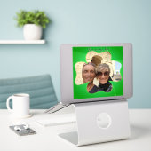 Sticker Cadre Trèfle + Photo & Texte (Ordinateur portable sur le bureau)