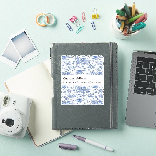 STICKER CAERULEAPHILE BLEU FLEURS NATURE (Couverture iPad)