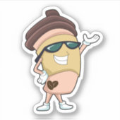 Sticker Café avec Lunettes de soleil (Devant)