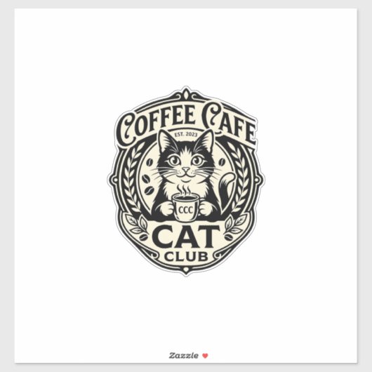 Sticker Café Café Chat Drôle Chat Graphique - Café Café Ca (Feuille)