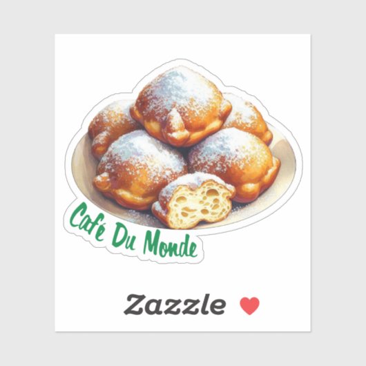 Sticker Café Du Monde Nouvelle-Orléans Beignet Aquarelle (Feuille)