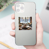 Sticker Café et biscuits de Noël Fenêtre d'hiver Scène (Téléphone)