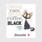 Sticker Café et chat noir (Feuille)