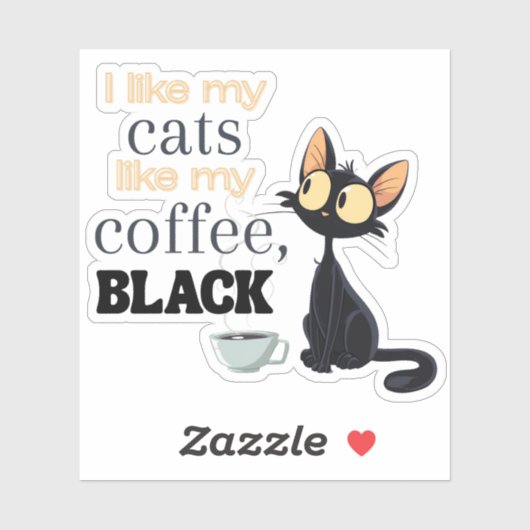Sticker Café et chat noir (Feuille)
