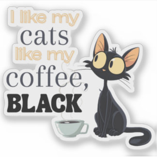 Sticker Café et chat noir