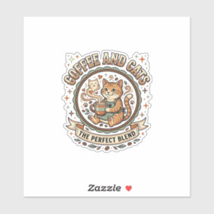 Sticker Café Et Chats Chat Café Vintage Vecteur Art T-Shir