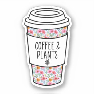 Sticker Café et Plante, Dame Plante, Cadeau de jardinage