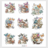 Sticker Café floral avec papillon (Feuille)