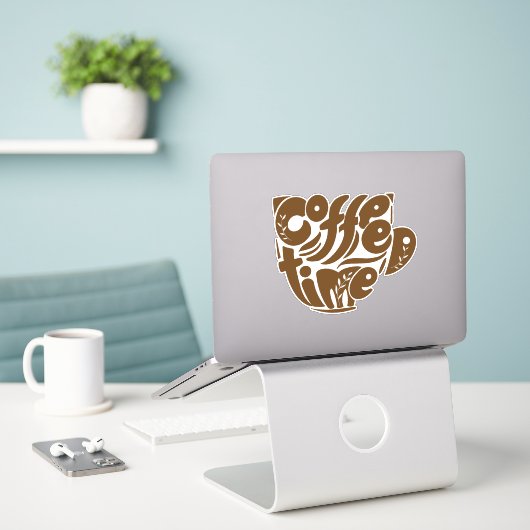 Sticker Café Fun pour tous (Ordinateur portable sur le bureau)