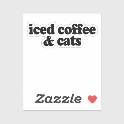 Sticker café glacé et chats (Feuille)