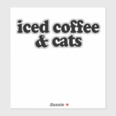 Sticker café glacé et chats (Feuille)
