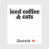 Sticker café glacé et chats (Feuille)