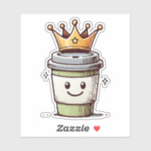 Sticker Café King Kawaii (Feuille)