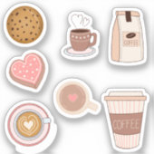 Sticker Café mignon et Stick Pack simple (Recto)