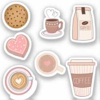Sticker Café mignon et Stick Pack simple
