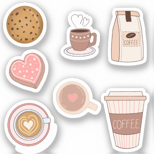 Sticker Café mignon et Stick Pack simple (Recto)