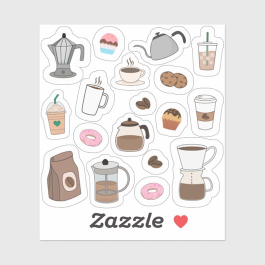 Sticker Café Pause Coffee House Bullet Journal Mignon (Feuille)