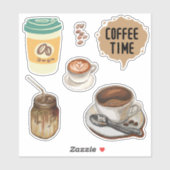 Sticker Café time Image brune mignonne (Feuille)