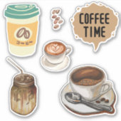 Sticker Café time Image brune mignonne (Devant)