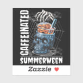 Sticker Caffeinated Skull Iced Coffee Summerween Goth (Feuille)