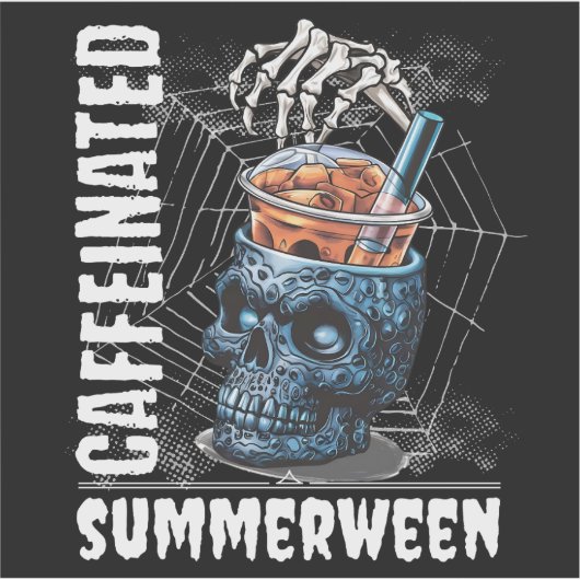 Sticker Caffeinated Skull Iced Coffee Summerween Goth (Devant)