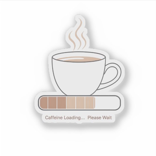 Sticker Caffeine Loading -Minimalist Funny Coffee Line Art (Devant)