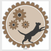 Sticker cage à moteur pour chien avec roues (Feuille)