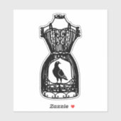 Sticker Cage d'oiseau Mannequin Robe forme Silhouette Art (Feuille)