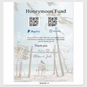 Sticker Caisse de lune de miel venomo paypal don Q R coupl