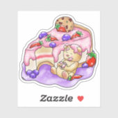 Sticker Cake fraise Berry Dessert Ours | (Feuille)