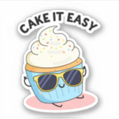 Sticker Cake It Easy Funky Cupcake Pun (Devant)