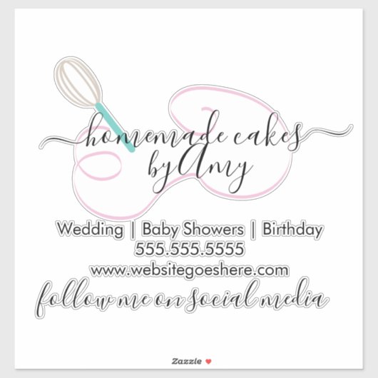 Sticker Cake Whisk Main Drao Logo Boulangerie Voiture d'af (Feuille)