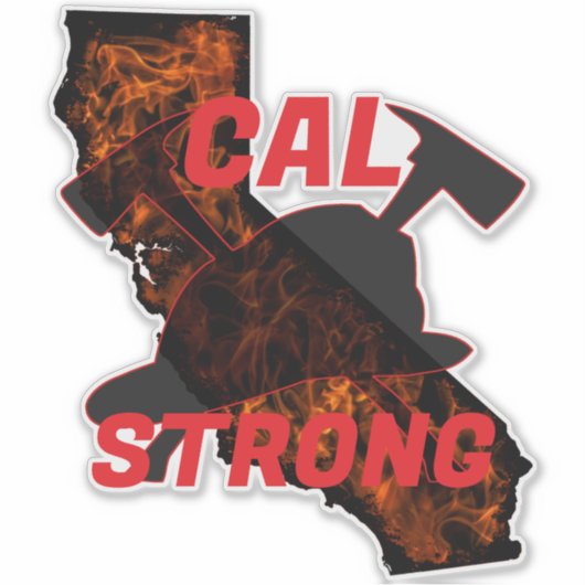 Sticker CAL FIRE STRING AX HELMET Red (Devant)
