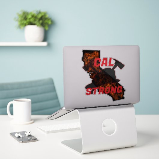 Sticker CAL FIRE STRING AX HELMET Red (Ordinateur portable sur le bureau)
