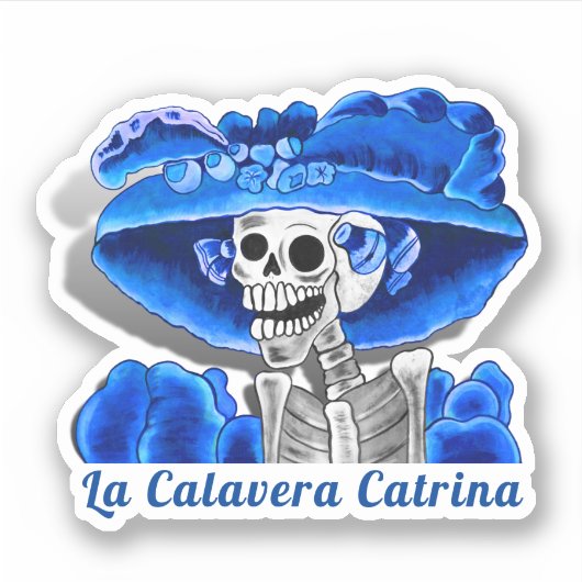 Sticker Calavera Blue Dia De Los Muertos (Devant)