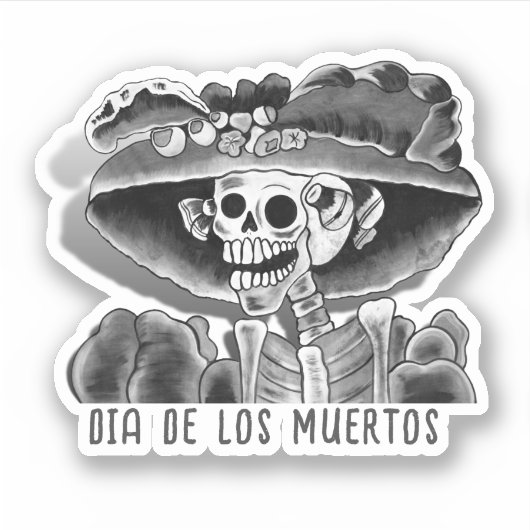 Sticker Calavera Dia De Los Muertos (Devant)