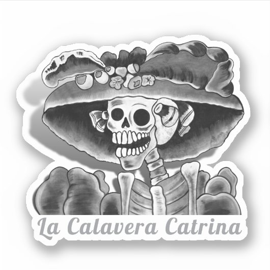 Sticker Calavera Grey Dia De Los Muertos (Devant)