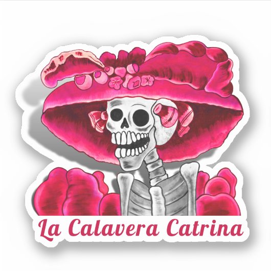 Sticker Calavera Red Dia De Los Muertos (Devant)