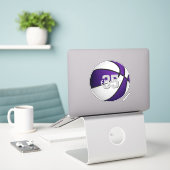 Sticker cale de sport de basket blanc violet amovible (Ordinateur portable sur le bureau)